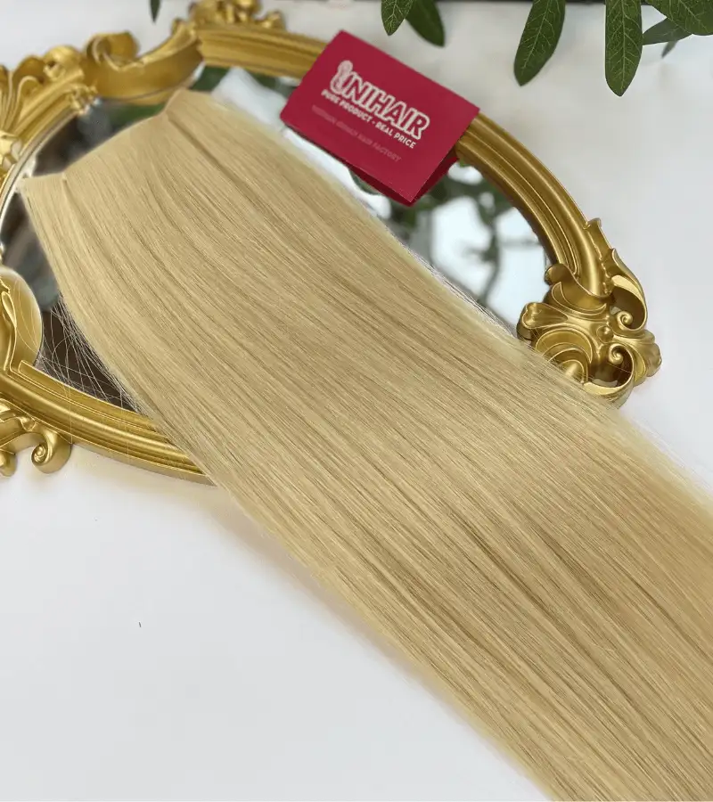 Genius Weft Human Hair Extensions with #613 Color Straight Hair