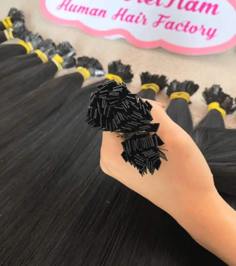 Flat Tip Hair Extensions with Natural Black Color Straight Hair