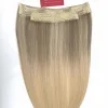 Halo Hair Extensions with Golden Blonde Mixed Color Straight Hair